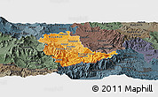 Political Shades Panoramic Map of Kavadarci, darken, semi-desaturated