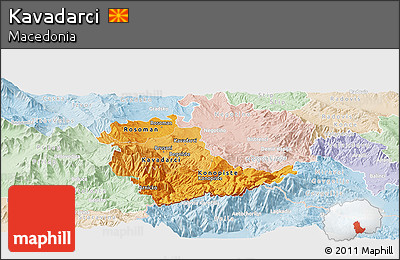 Political Shades Panoramic Map of Kavadarci, lighten