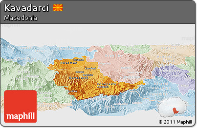 Political Shades Panoramic Map of Kavadarci, lighten