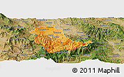 Political Shades Panoramic Map of Kavadarci, satellite outside