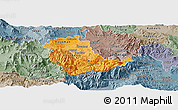 Political Shades Panoramic Map of Kavadarci, semi-desaturated