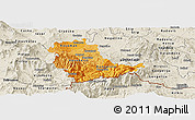 Political Shades Panoramic Map of Kavadarci, shaded relief outside