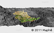 Satellite Panoramic Map of Kavadarci, darken, desaturated