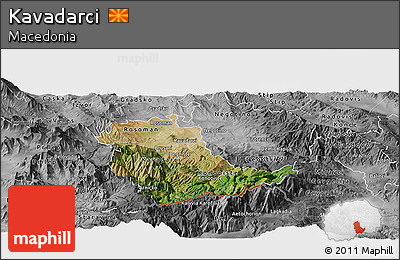 Satellite Panoramic Map of Kavadarci, desaturated