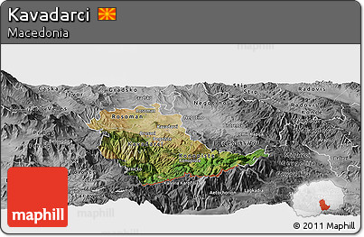 Satellite Panoramic Map of Kavadarci, desaturated