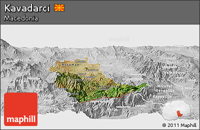 Satellite Panoramic Map of Kavadarci, lighten, desaturated