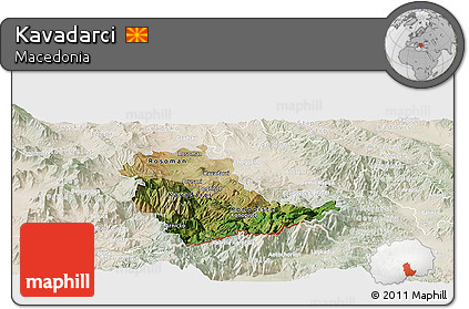 Satellite Panoramic Map of Kavadarci, lighten