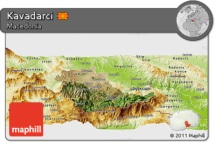 Satellite Panoramic Map of Kavadarci, physical outside