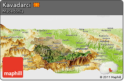 Satellite Panoramic Map of Kavadarci, physical outside