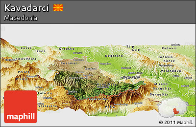 Satellite Panoramic Map of Kavadarci, physical outside