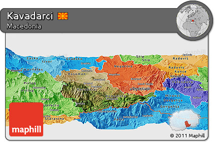 Satellite Panoramic Map of Kavadarci, political shades outside