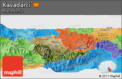 Satellite Panoramic Map of Kavadarci, political shades outside