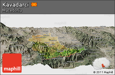 Satellite Panoramic Map of Kavadarci, semi-desaturated