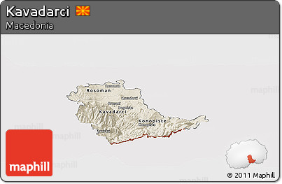 Shaded Relief Panoramic Map of Kavadarci, cropped outside
