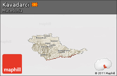 Shaded Relief Panoramic Map of Kavadarci, cropped outside