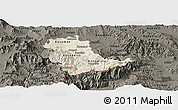 Shaded Relief Panoramic Map of Kavadarci, darken