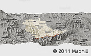 Shaded Relief Panoramic Map of Kavadarci, darken, semi-desaturated