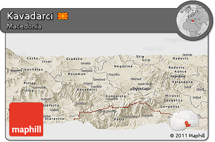 Shaded Relief Panoramic Map of Kavadarci