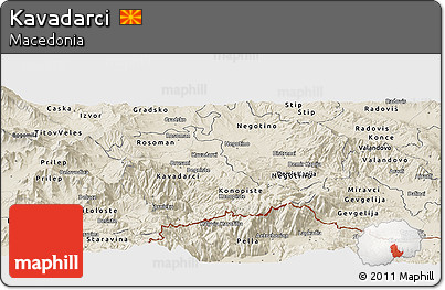Shaded Relief Panoramic Map of Kavadarci