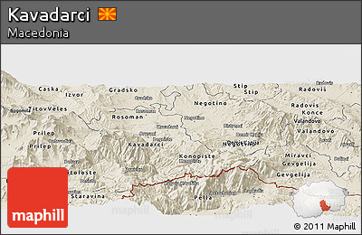 Shaded Relief Panoramic Map of Kavadarci