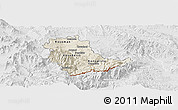Shaded Relief Panoramic Map of Kavadarci, lighten, desaturated