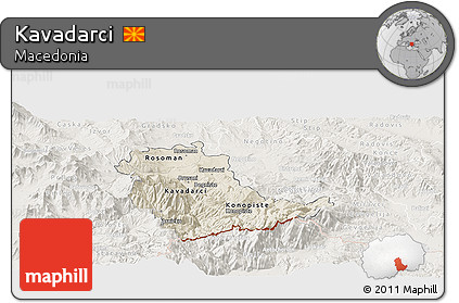 Shaded Relief Panoramic Map of Kavadarci, lighten