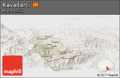 Shaded Relief Panoramic Map of Kavadarci, lighten