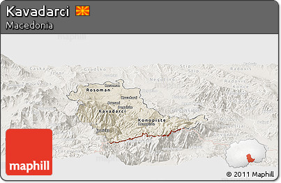 Shaded Relief Panoramic Map of Kavadarci, lighten