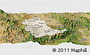 Shaded Relief Panoramic Map of Kavadarci, satellite outside