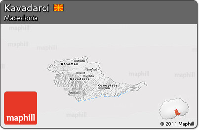 Silver Style Panoramic Map of Kavadarci, single color outside