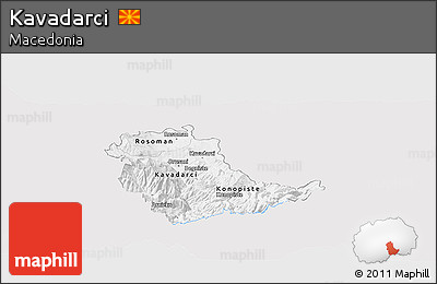 Silver Style Panoramic Map of Kavadarci, single color outside