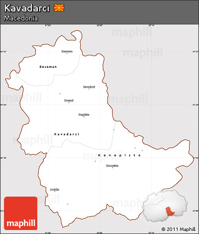 Classic Style Simple Map of Kavadarci, cropped outside