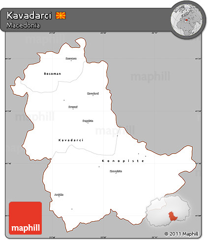 Gray Simple Map of Kavadarci, cropped outside