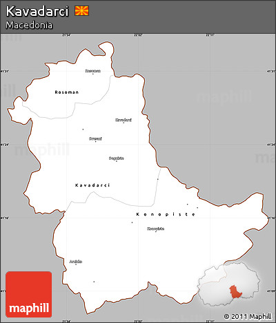 Gray Simple Map of Kavadarci, cropped outside