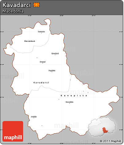 Gray Simple Map of Kavadarci, cropped outside