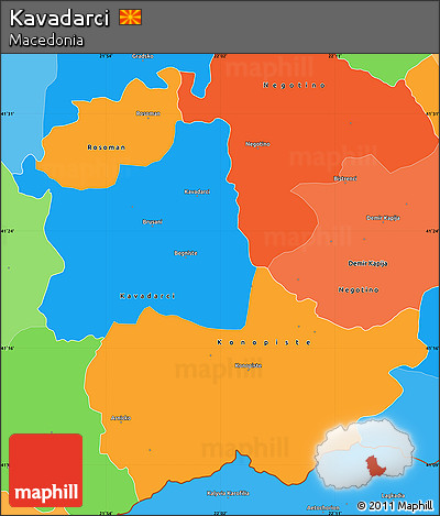 Political Simple Map of Kavadarci, political shades outside