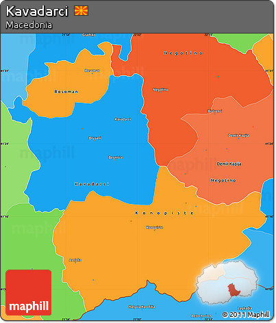 Political Simple Map of Kavadarci, political shades outside