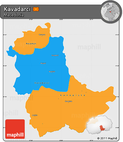 Political Simple Map of Kavadarci, single color outside