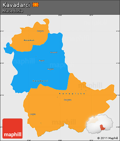Political Simple Map of Kavadarci, single color outside