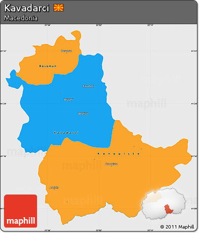 Political Simple Map of Kavadarci, single color outside