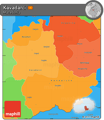 Political Shades Simple Map of Kavadarci