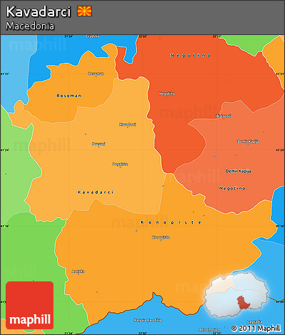 Political Shades Simple Map of Kavadarci