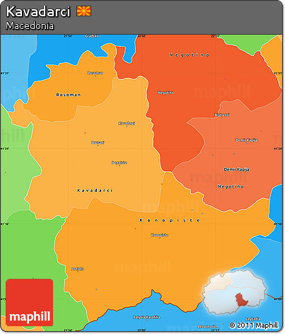 Political Shades Simple Map of Kavadarci