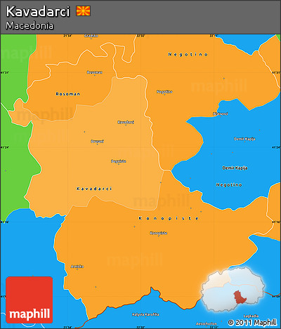 Political Shades Simple Map of Kavadarci, political outside