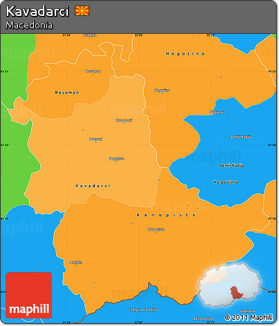 Political Shades Simple Map of Kavadarci, political outside