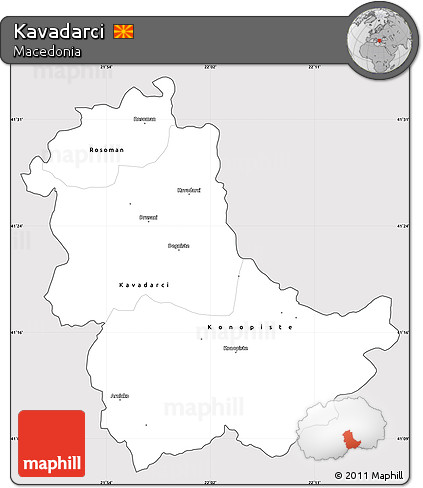 Silver Style Simple Map of Kavadarci, cropped outside
