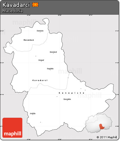 Silver Style Simple Map of Kavadarci, cropped outside