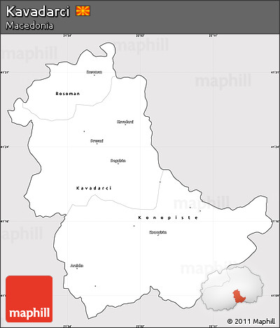 Silver Style Simple Map of Kavadarci, cropped outside