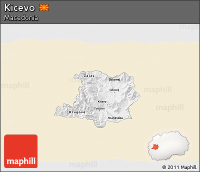 Classic Style 3D Map of Kicevo, single color outside