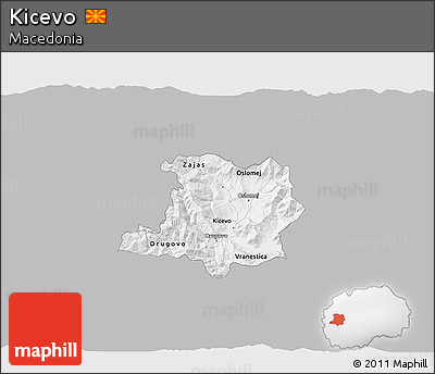 Gray 3D Map of Kicevo, single color outside